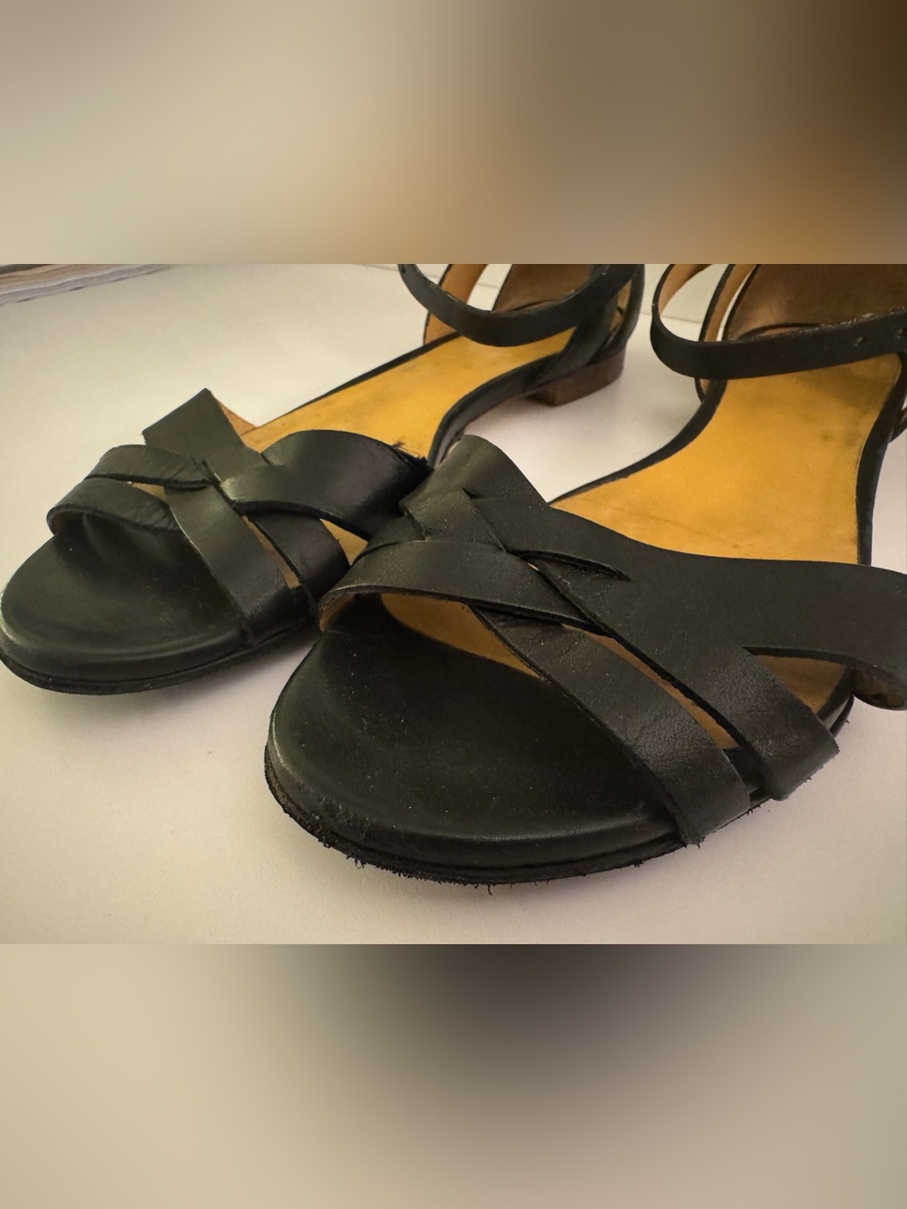 Sézane Black Leather Cross-Strap Sandals - Picture 8 of 10